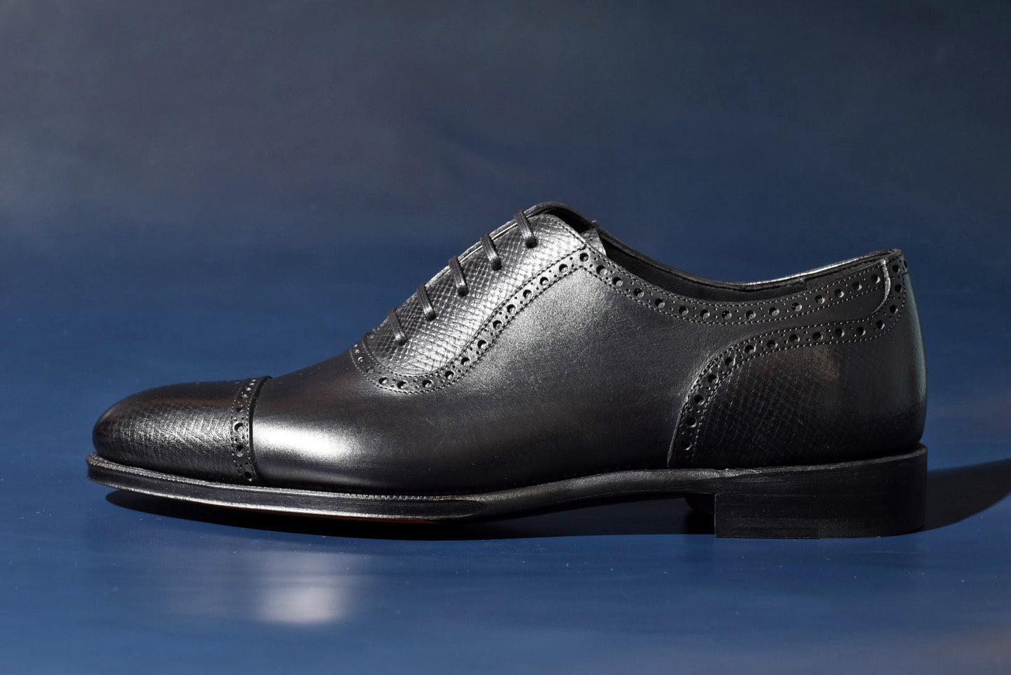 “Felix” Combination Adelaide, Black Dress Shoes, Horween Hatch Grain & Weinheimer Box calf, Hand welted, US size 5 1/2 ~ 11