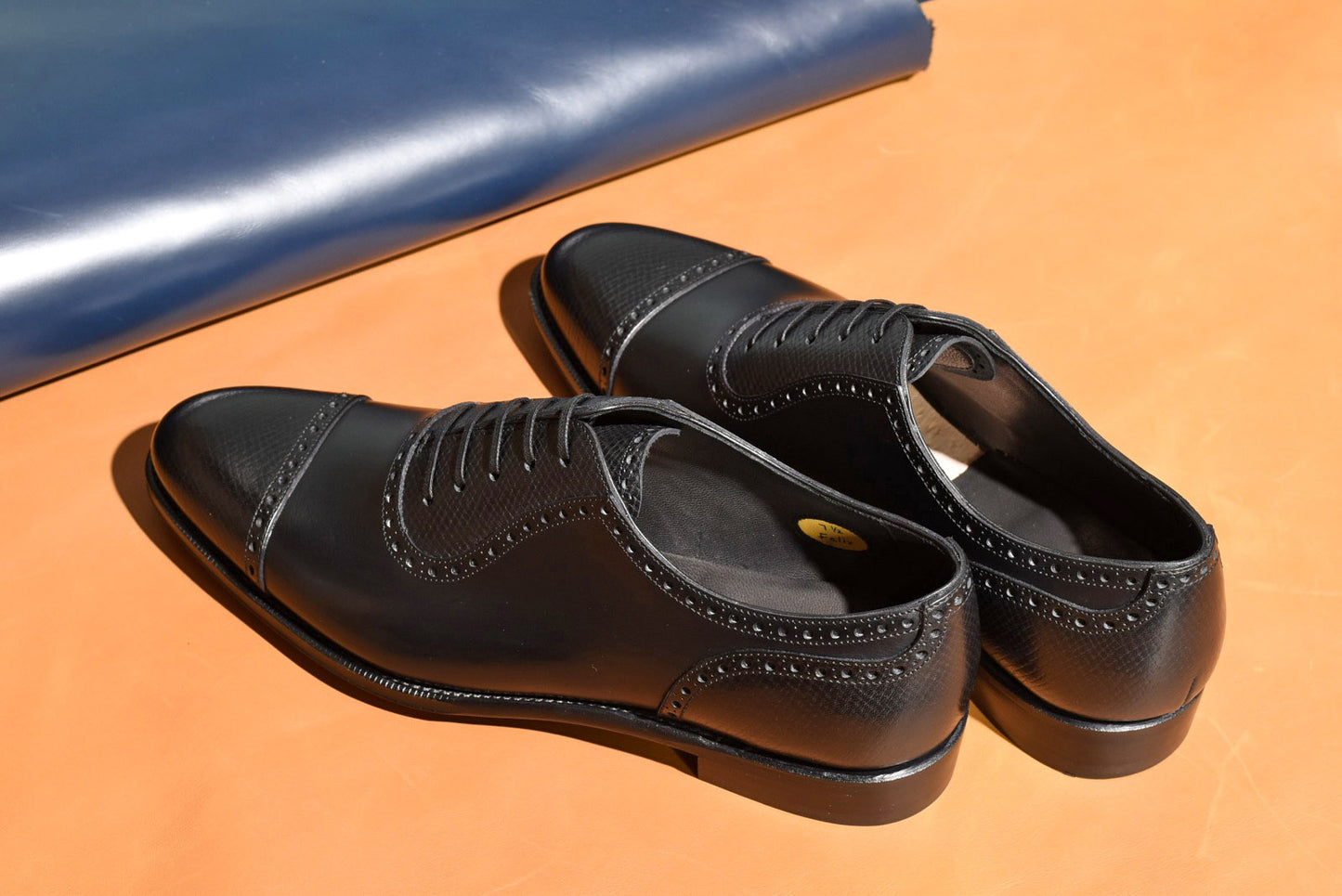 “Felix” Combination Adelaide, Black Dress Shoes, Horween Hatch Grain & Weinheimer Box calf, Hand welted, US size 5 1/2 ~ 11