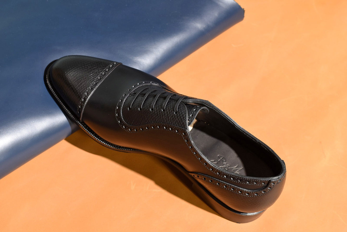 “Felix” Combination Adelaide, Black Dress Shoes, Horween Hatch Grain & Weinheimer Box calf, Hand welted, US size 5 1/2 ~ 11