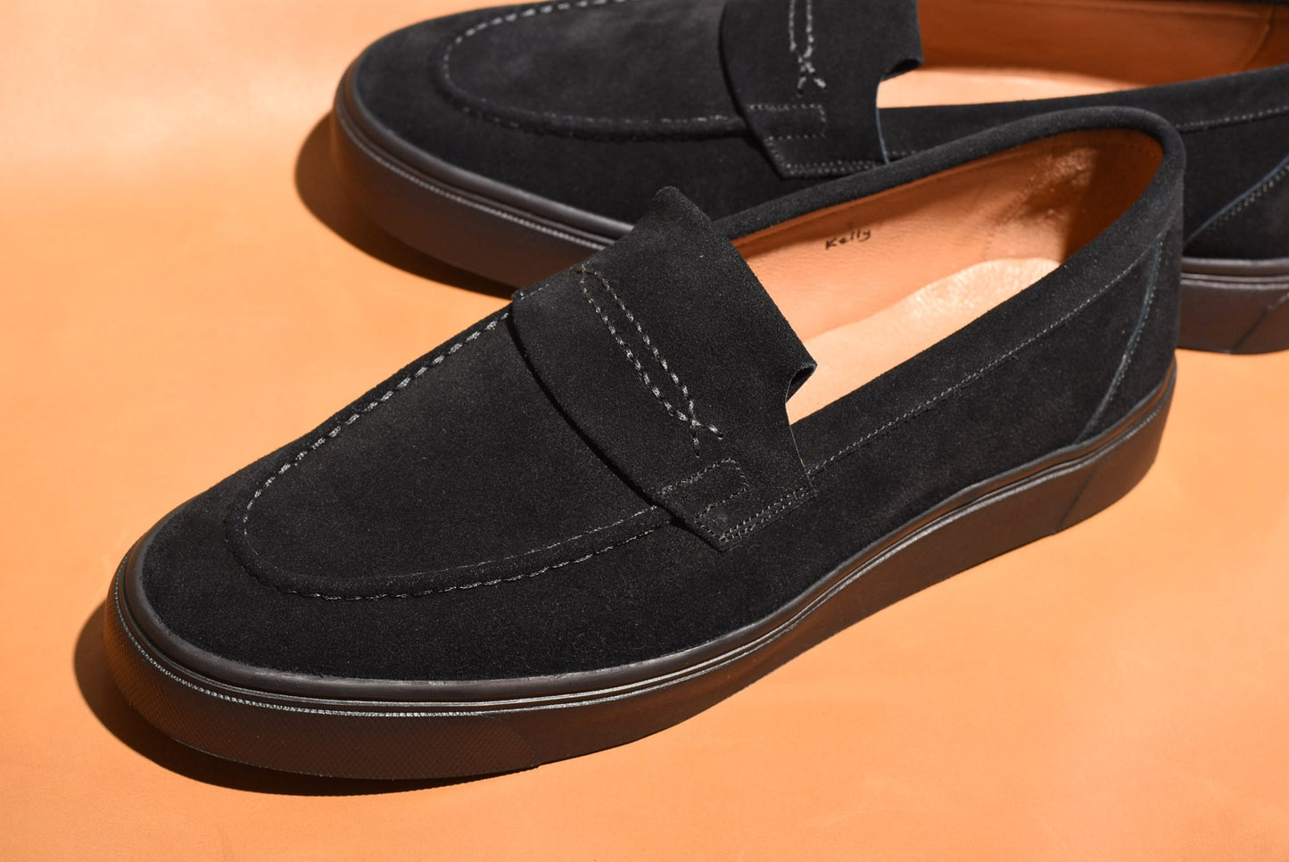 “Kelly” Coin Loafer, Black Comfort Shoes, Vibram Cup Sole, US size 5 1/2 ~ 10