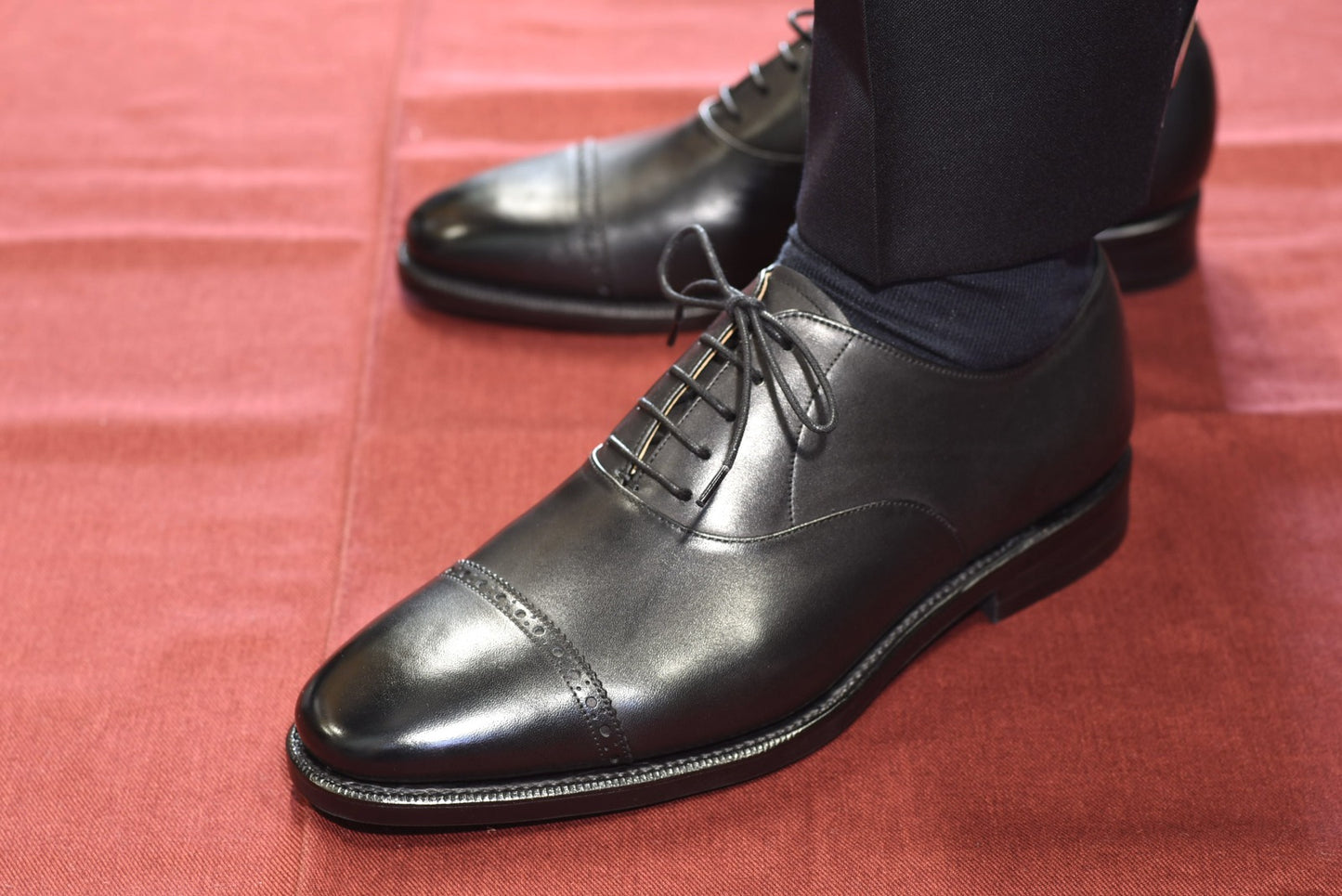 “5641R” Punched Cap Toe, Black Dress Shoes, Goodyear welted, US size 5 1/2 ~ 10