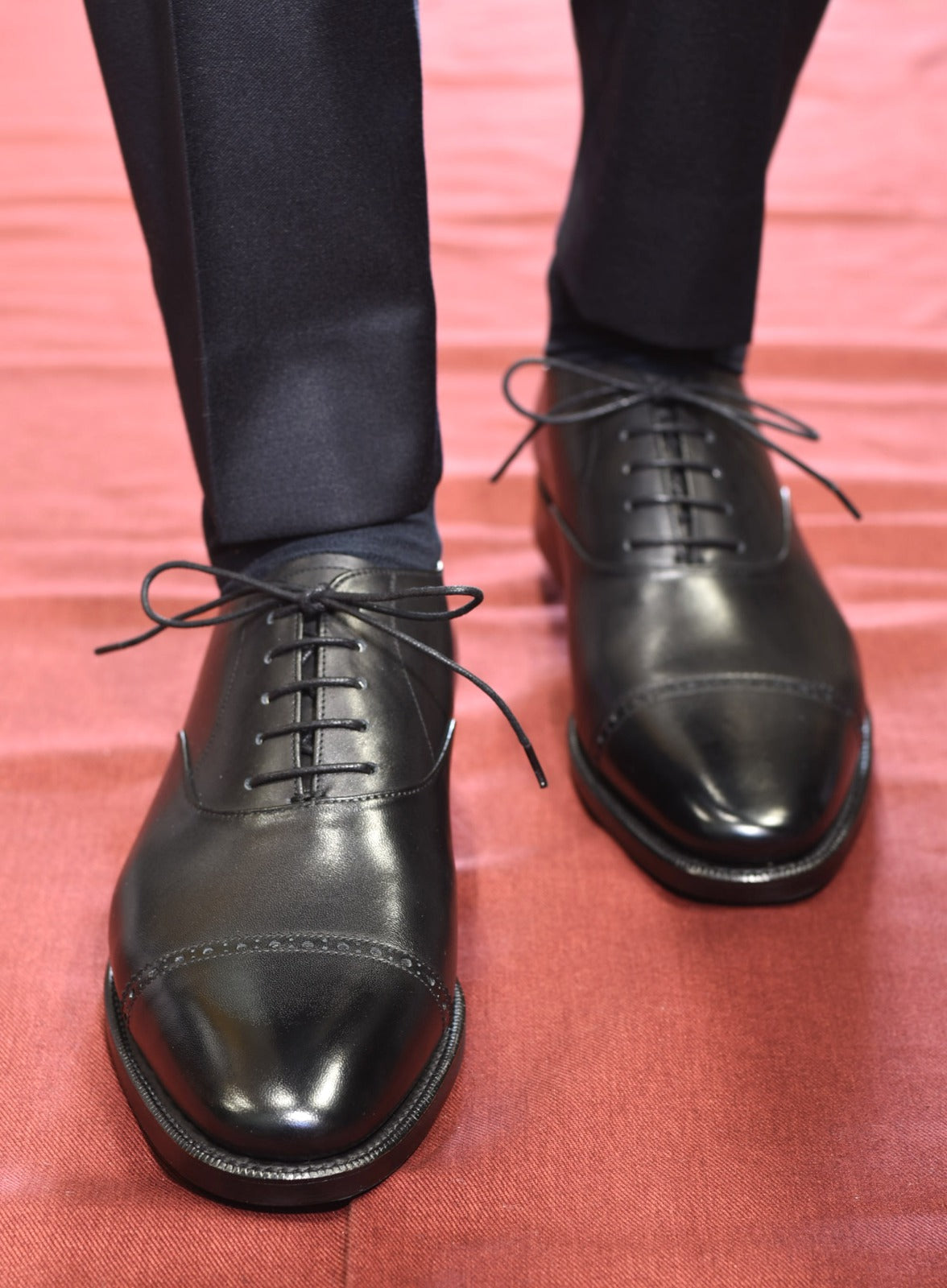 “5641R” Punched Cap Toe, Black Dress Shoes, Goodyear welted, US size 5 1/2 ~ 10