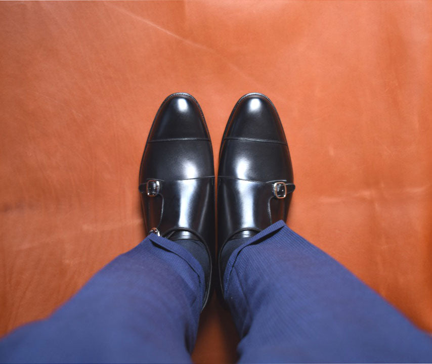 “RM1015D” Double Monk Strap, Black Dress Shoes, Annonay Vocalou, Hand welted, US size 5 1/2 ~ 10