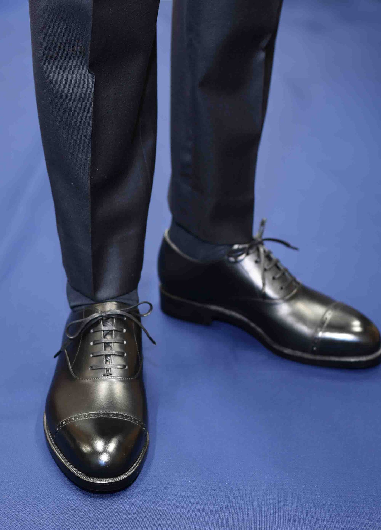 “Terry” Punched Cap Toe, Black Dress Shoes, Weinheimer Box calf, Goodyear welted, US size 5 1/2 ~ 10