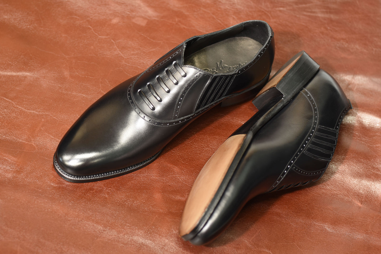 “Matt” Lazyman, Black Dress Shoes, Weinheimer Box calf, Hand welted, US size 5 1/2 ~ 10