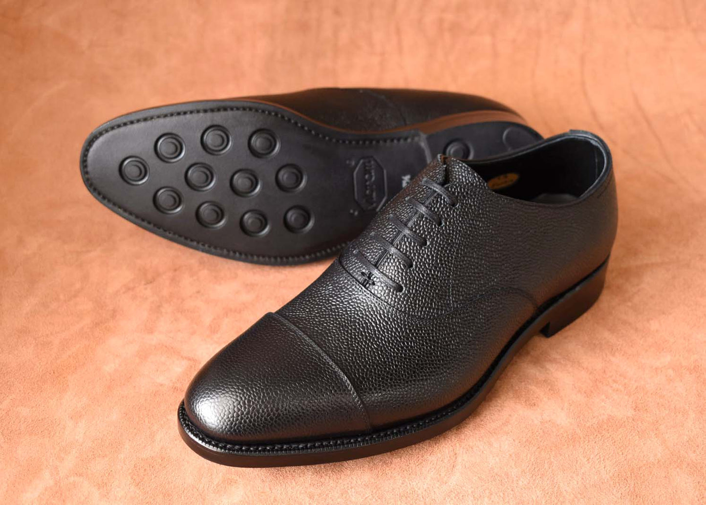 “Fortis” Cap toe, Black Dress Shoes, Grained Leather, Goodyear welted, US size 5 1/2 ~ 10