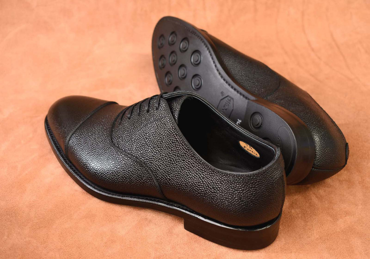 “Fortis” Cap toe, Black Dress Shoes, Grained Leather, Goodyear welted, US size 5 1/2 ~ 10