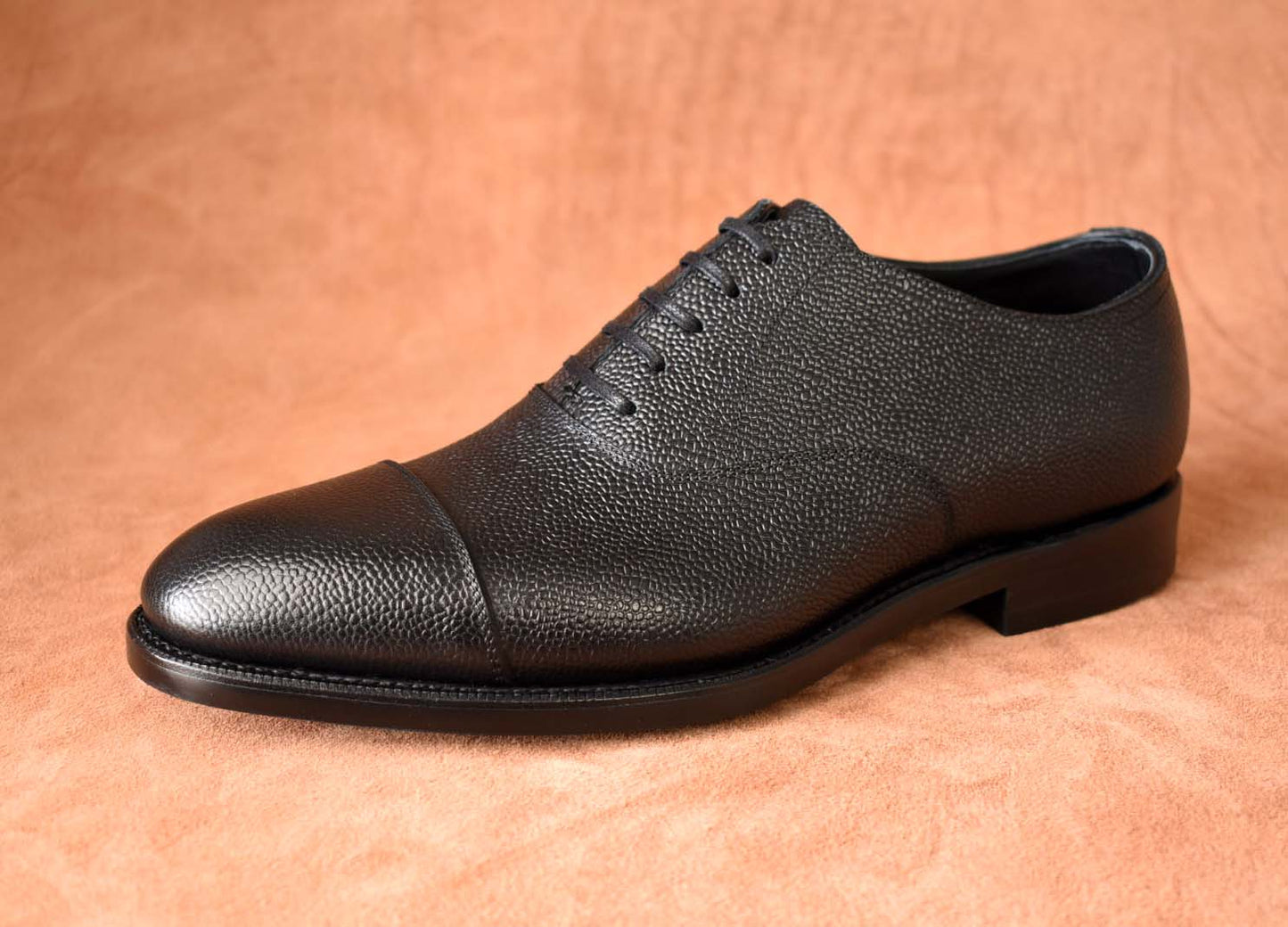 “Fortis” Cap toe, Black Dress Shoes, Grained Leather, Goodyear welted, US size 5 1/2 ~ 10