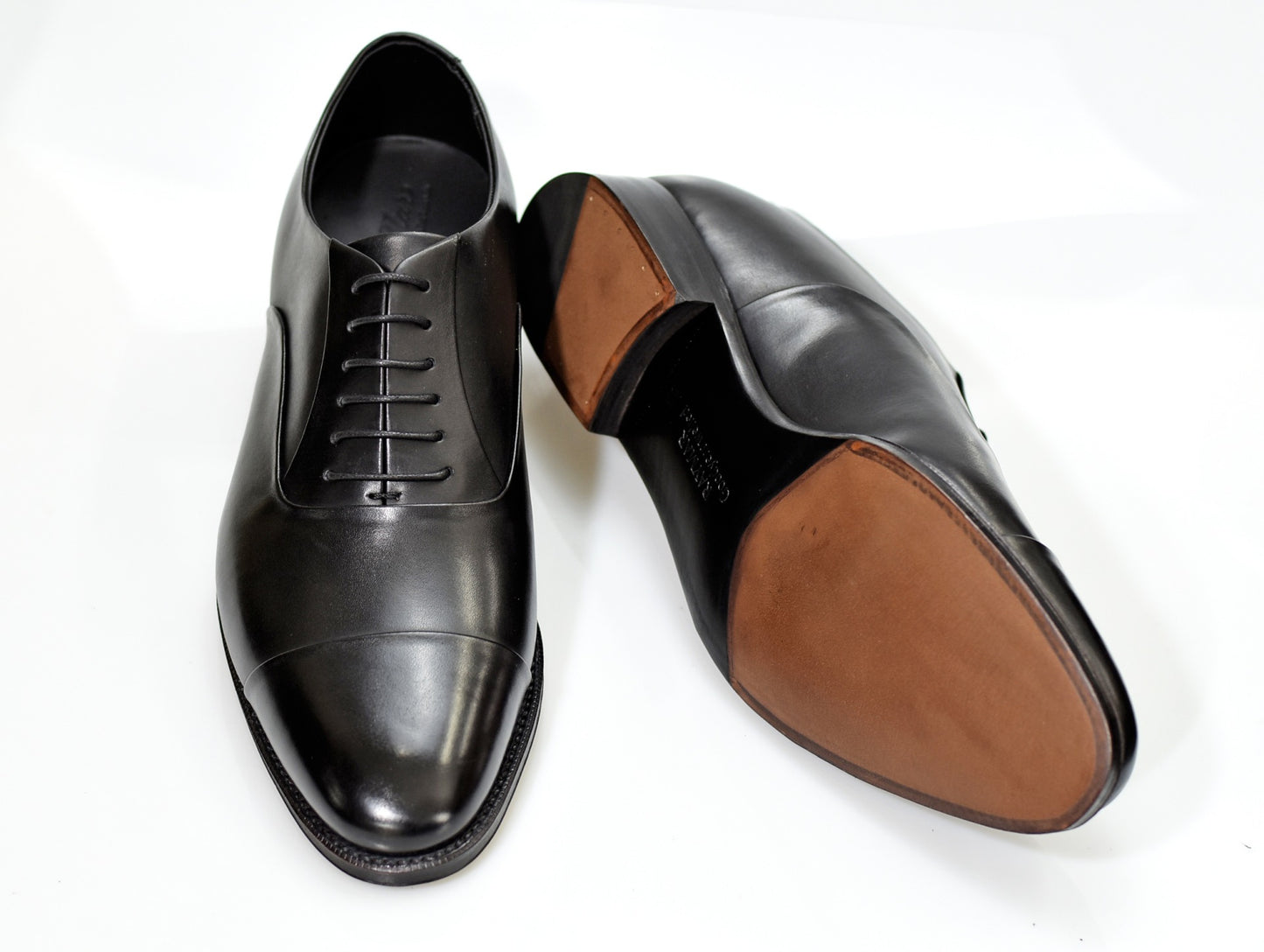 “Trea” Cap toe with reverso seams, Black Dress Shoes, Annonay Vegano, Goodyear welted, US size 5 1/2 ~ 10