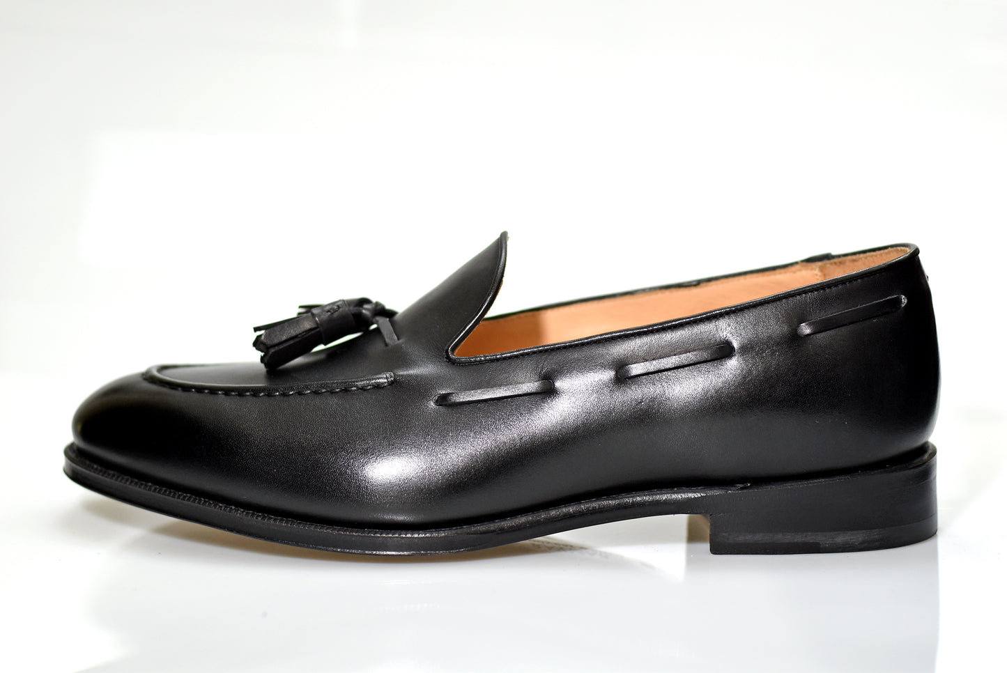 “Sandy” Tasseled Loafer, Black Dress Shoes, Annonay Vegano, Goodyear welted, US size 5 1/2 ~ 10