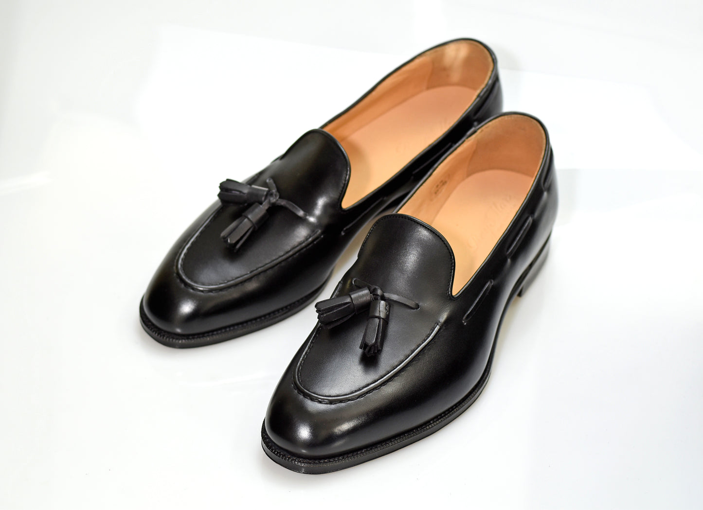 “Sandy” Tasseled Loafer, Black Dress Shoes, Annonay Vegano, Goodyear welted, US size 5 1/2 ~ 10