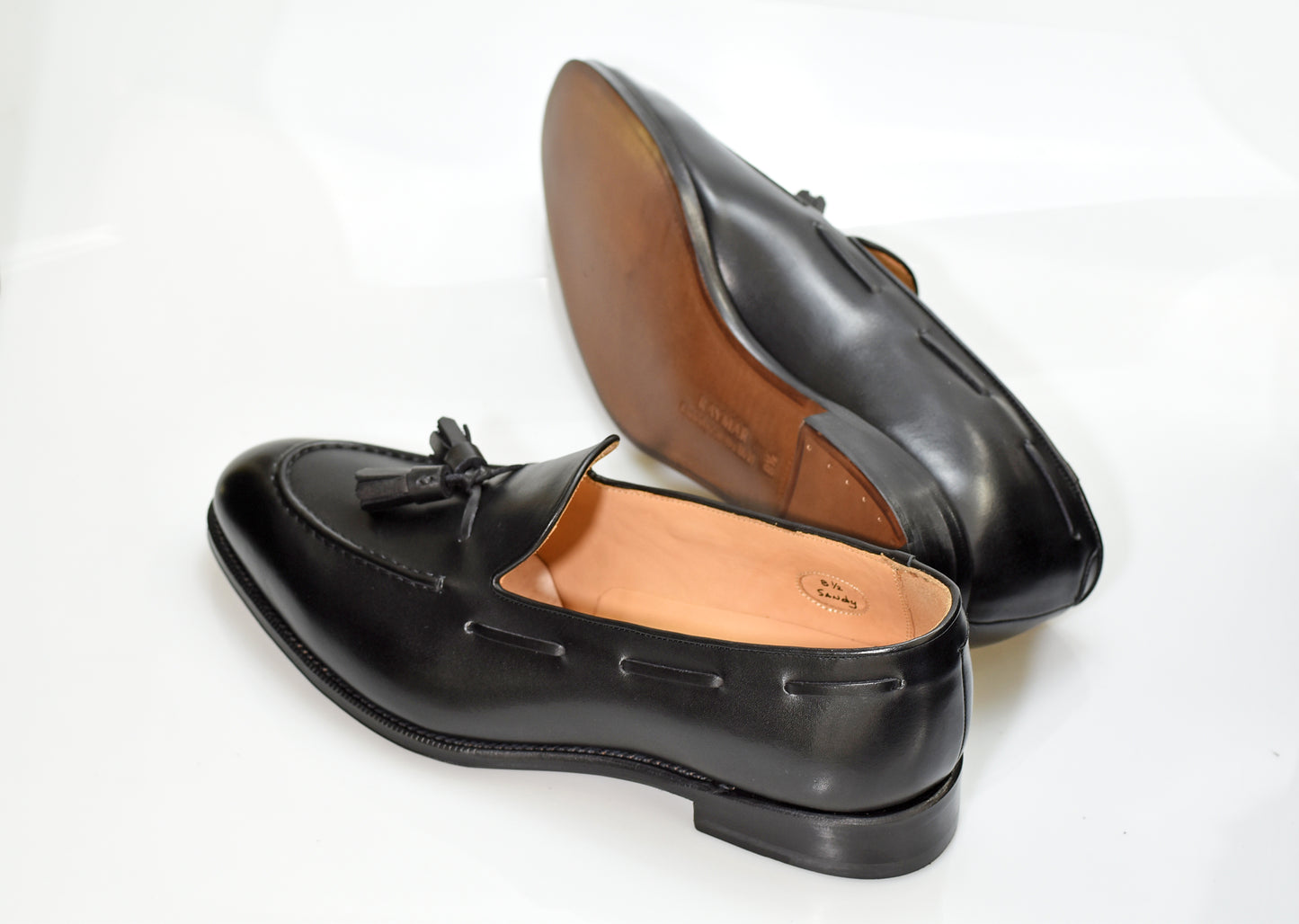 “Sandy” Tasseled Loafer, Black Dress Shoes, Annonay Vegano, Goodyear welted, US size 5 1/2 ~ 10