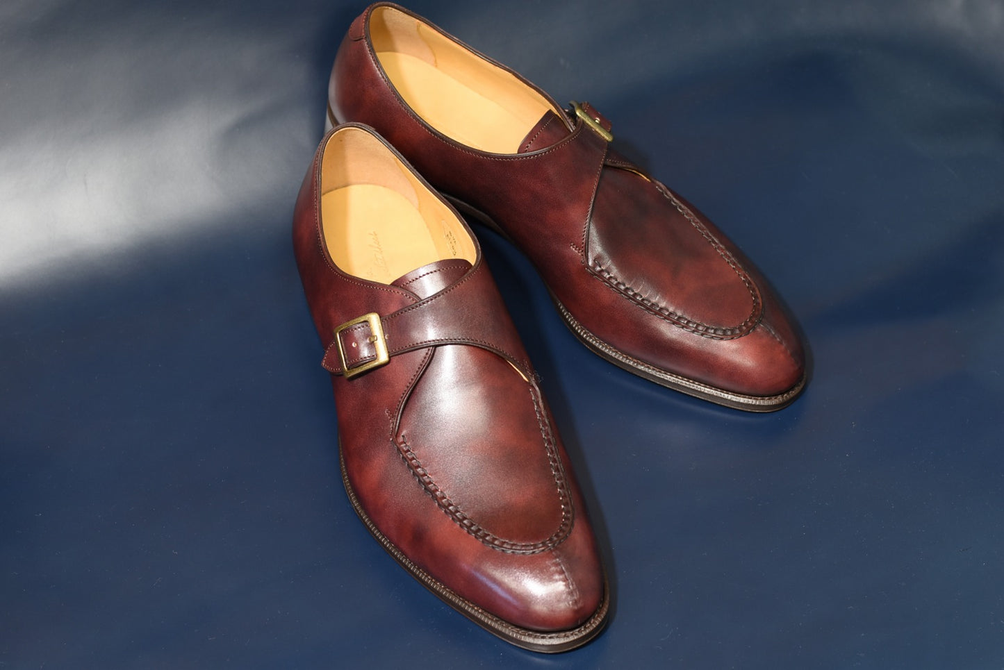 “Alroy” Split Toe Single Monk Strap, Burgundy Dress Shoes, Zonta Museum Calf, Hand welted, US size 5 1/2 ~ 10