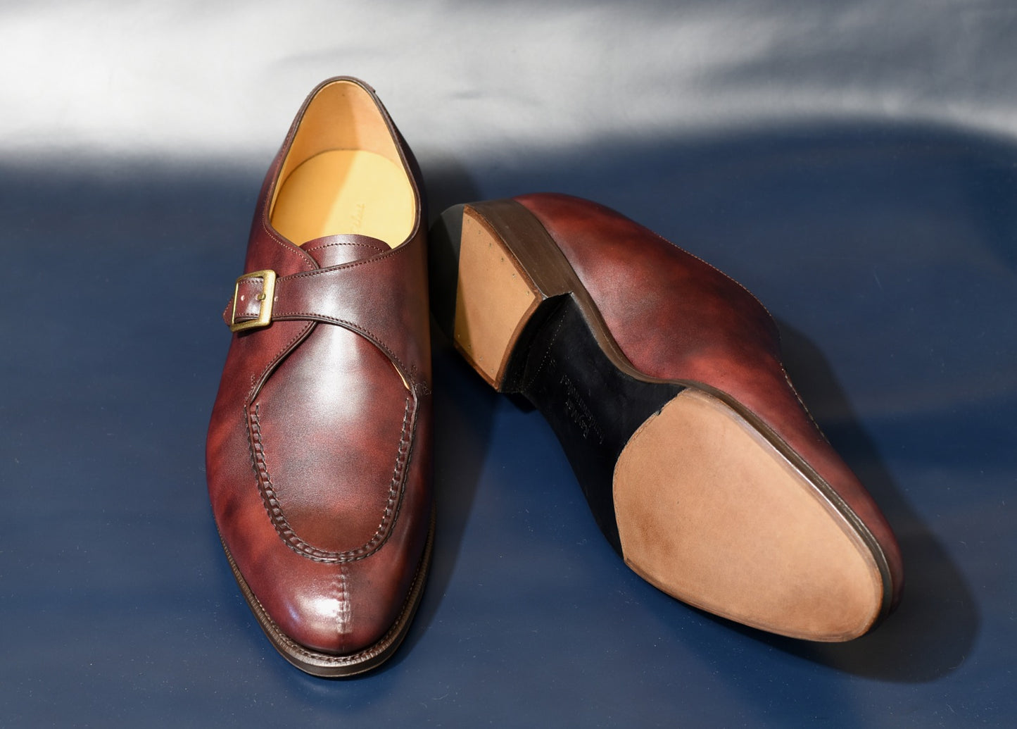 “Alroy” Split Toe Single Monk Strap, Burgundy Dress Shoes, Zonta Museum Calf, Hand welted, US size 5 1/2 ~ 10