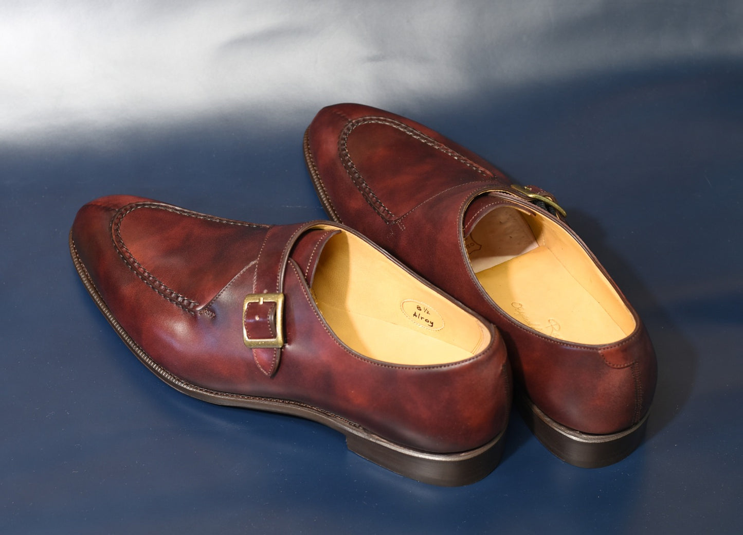 “Alroy” Split Toe Single Monk Strap, Burgundy Dress Shoes, Zonta Museum Calf, Hand welted, US size 5 1/2 ~ 10