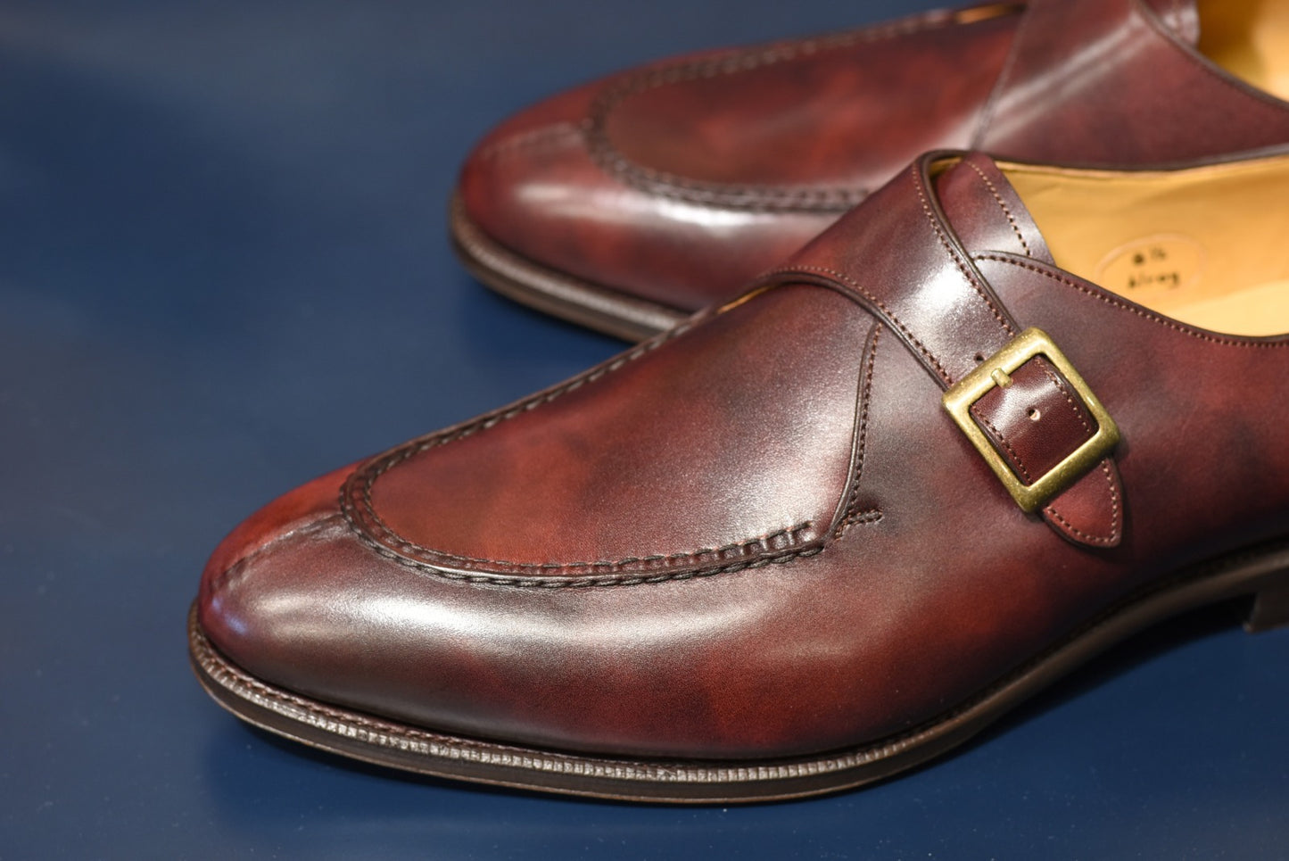 “Alroy” Split Toe Single Monk Strap, Burgundy Dress Shoes, Zonta Museum Calf, Hand welted, US size 5 1/2 ~ 10