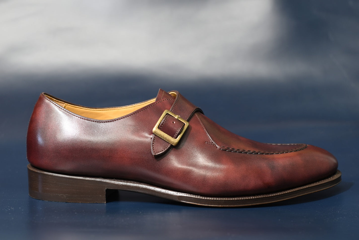 “Alroy” Split Toe Single Monk Strap, Burgundy Dress Shoes, Zonta Museum Calf, Hand welted, US size 5 1/2 ~ 10