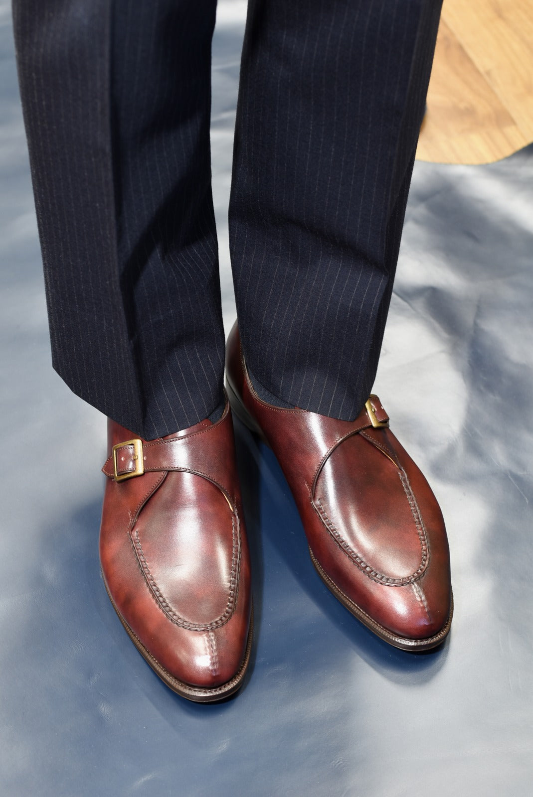 “Alroy” Split Toe Single Monk Strap, Burgundy Dress Shoes, Zonta Museum Calf, Hand welted, US size 5 1/2 ~ 10