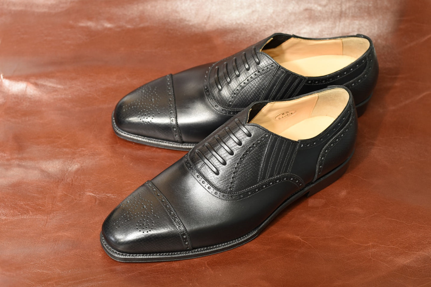 “Lantis” Combination Lazyman, Black Dress Shoes, Horween Hatch Grain & Weinheimer Box calf, J&F.J BAKER Oak Bark Outsole, Hand welted, US size 5 1/2 ~ 10