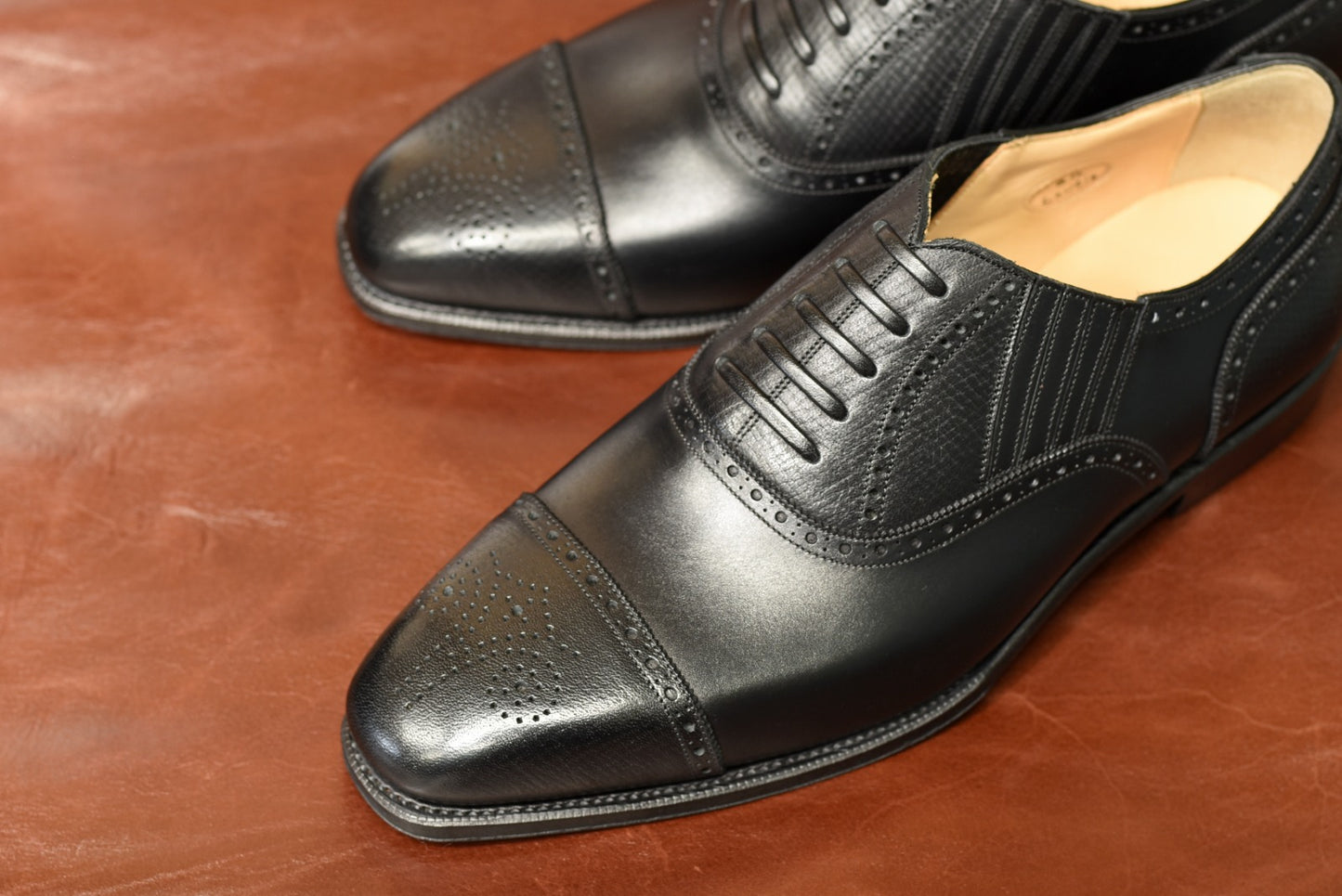 “Lantis” Combination Lazyman, Black Dress Shoes, Horween Hatch Grain & Weinheimer Box calf, J&F.J BAKER Oak Bark Outsole, Hand welted, US size 5 1/2 ~ 10