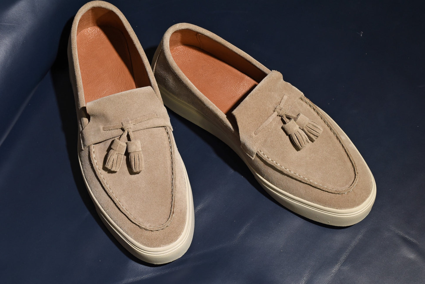 “Sirius” Tasseled Loafer, Beige Comfort Shoes, Vibram Cup Sole, US size 5 1/2 ~ 10