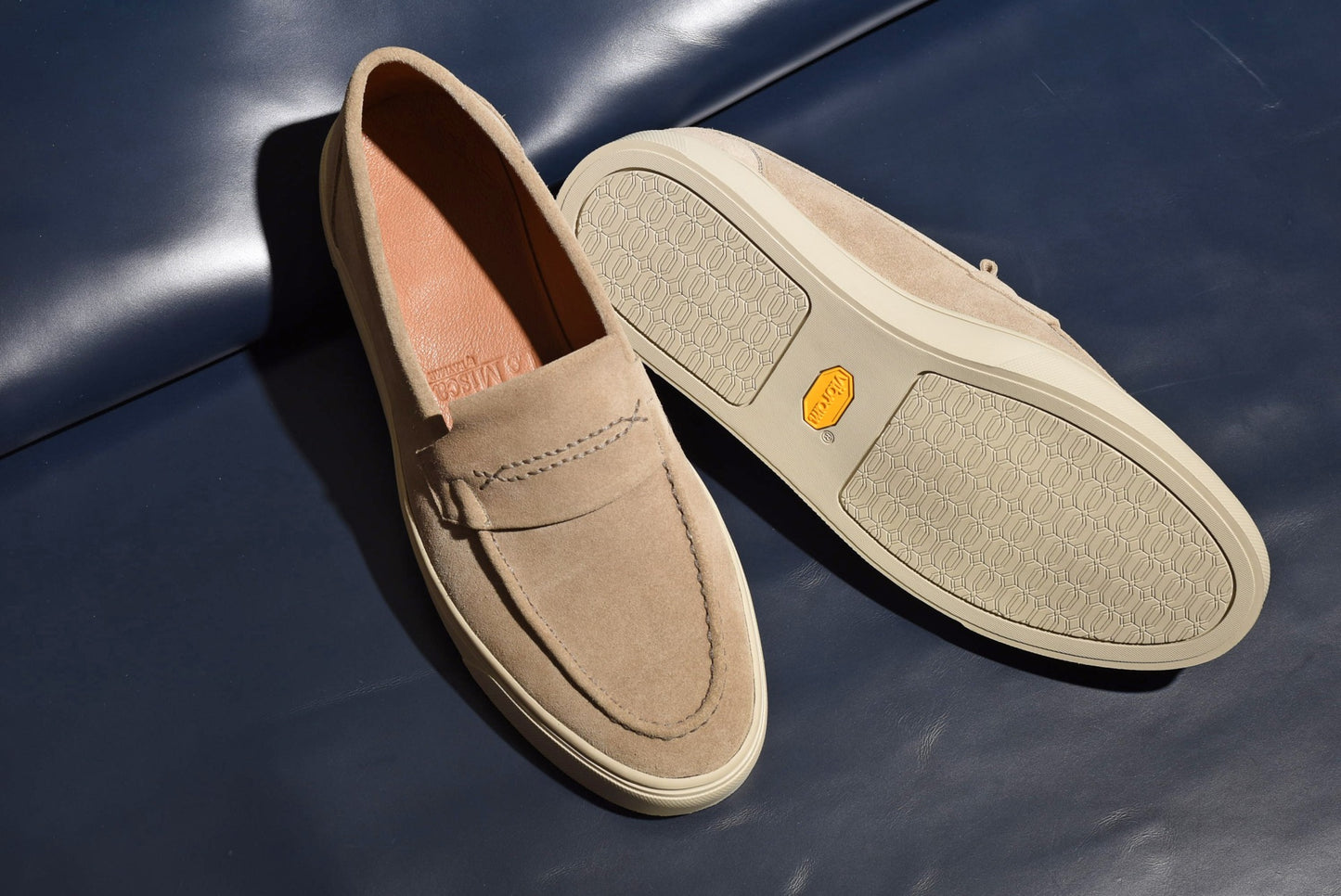 “Kelly” Coin Loafer, Beige Comfort Shoes, Vibram Cup Sole, US size 5 1/2 ~ 10
