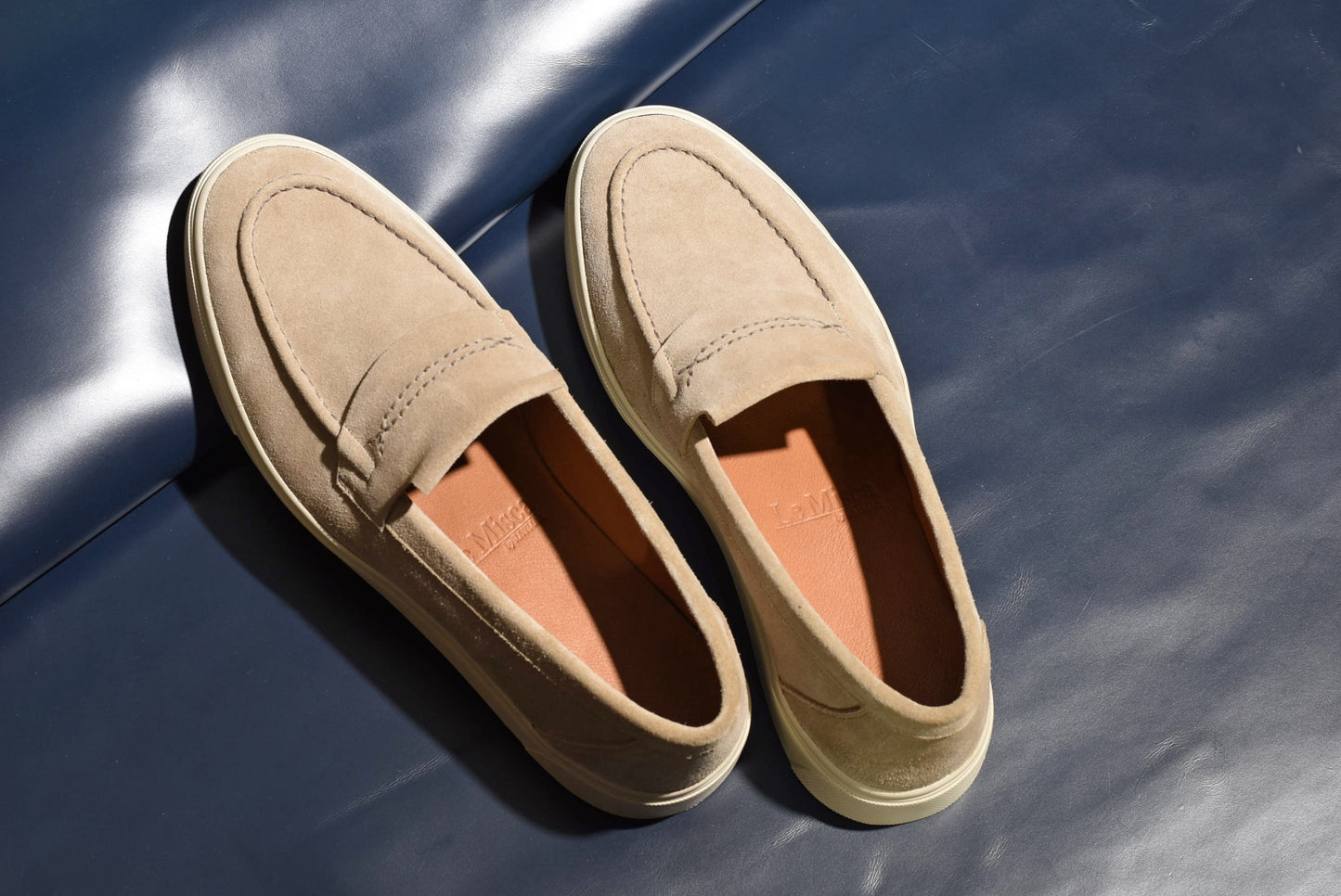 “Kelly” Coin Loafer, Beige Comfort Shoes, Vibram Cup Sole, US size 5 1/2 ~ 10