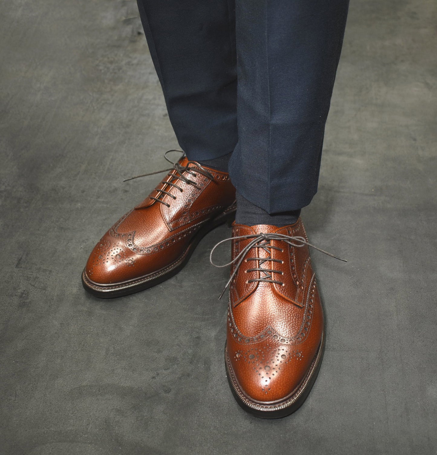 “OliverⅡ” Full brogue, Brown Dress Shoes, Annonay Longchamps, Goodyear welted, US size 5 1/2 ~ 10