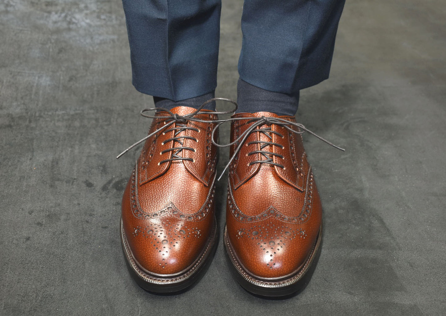 “OliverⅡ” Full brogue, Brown Dress Shoes, Annonay Longchamps, Goodyear welted, US size 5 1/2 ~ 10
