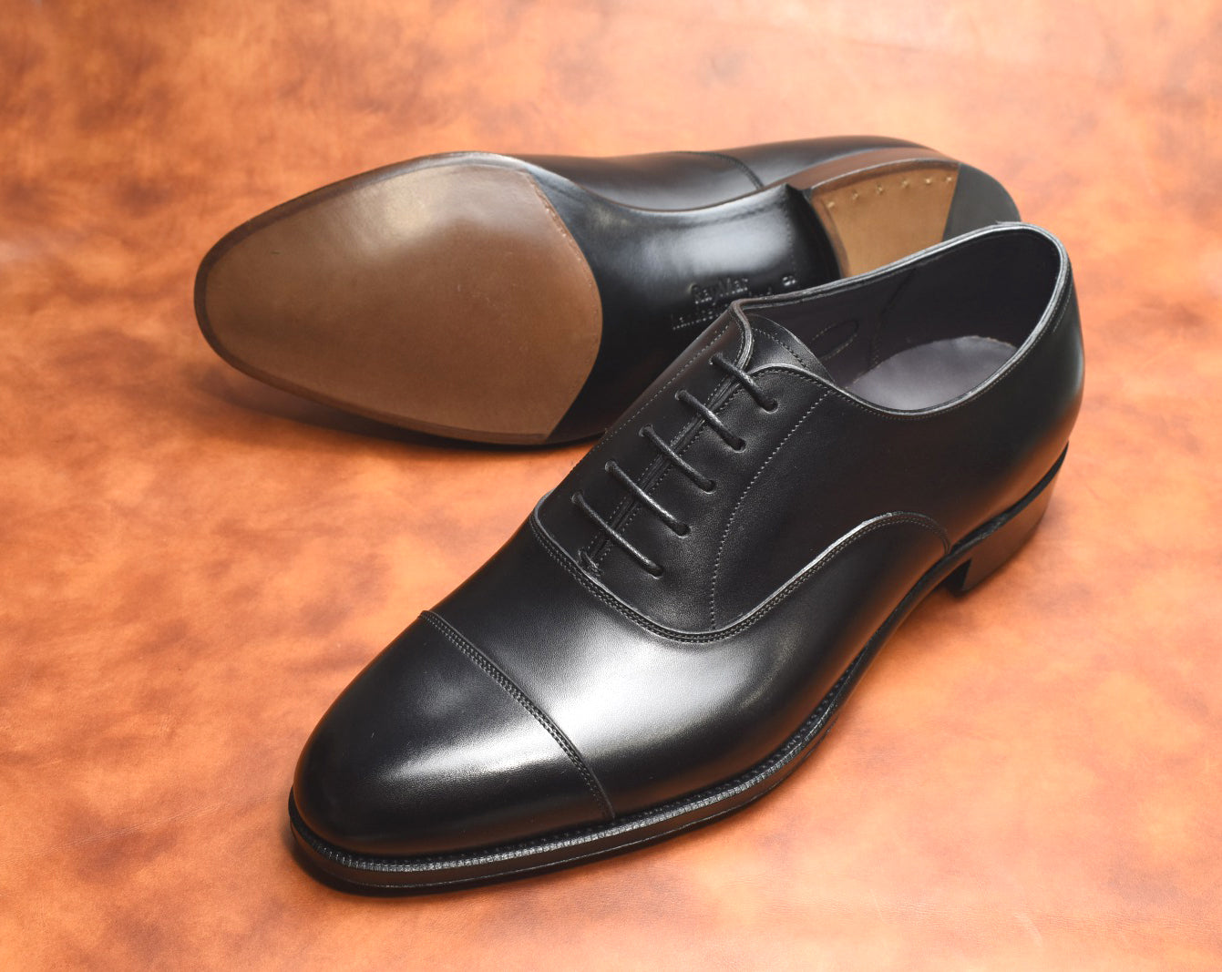 “Ethan” Cap toe, Black Dress Shoes, Weinheimer Box calf, Hand welted, US size 5 1/2 ~ 10