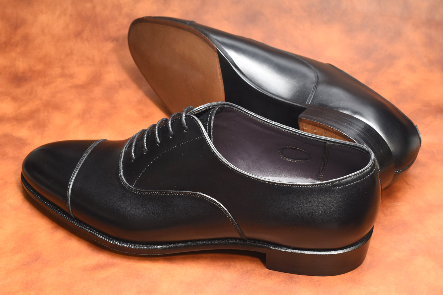 “Ethan” Cap toe, Black Dress Shoes, Weinheimer Box calf, Hand welted, US size 5 1/2 ~ 10
