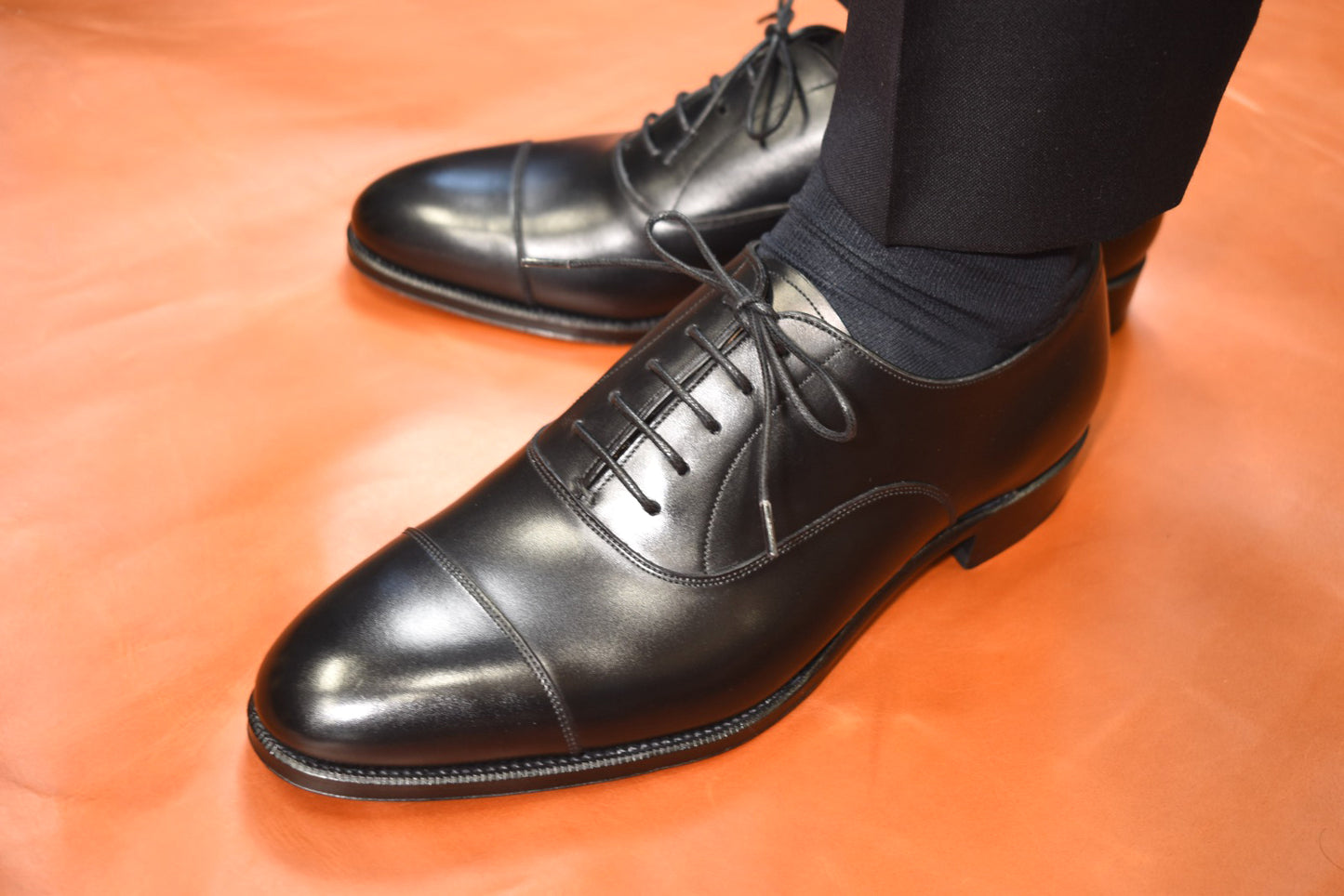 “Ethan” Cap toe, Black Dress Shoes, Weinheimer Box calf, Hand welted, US size 5 1/2 ~ 10