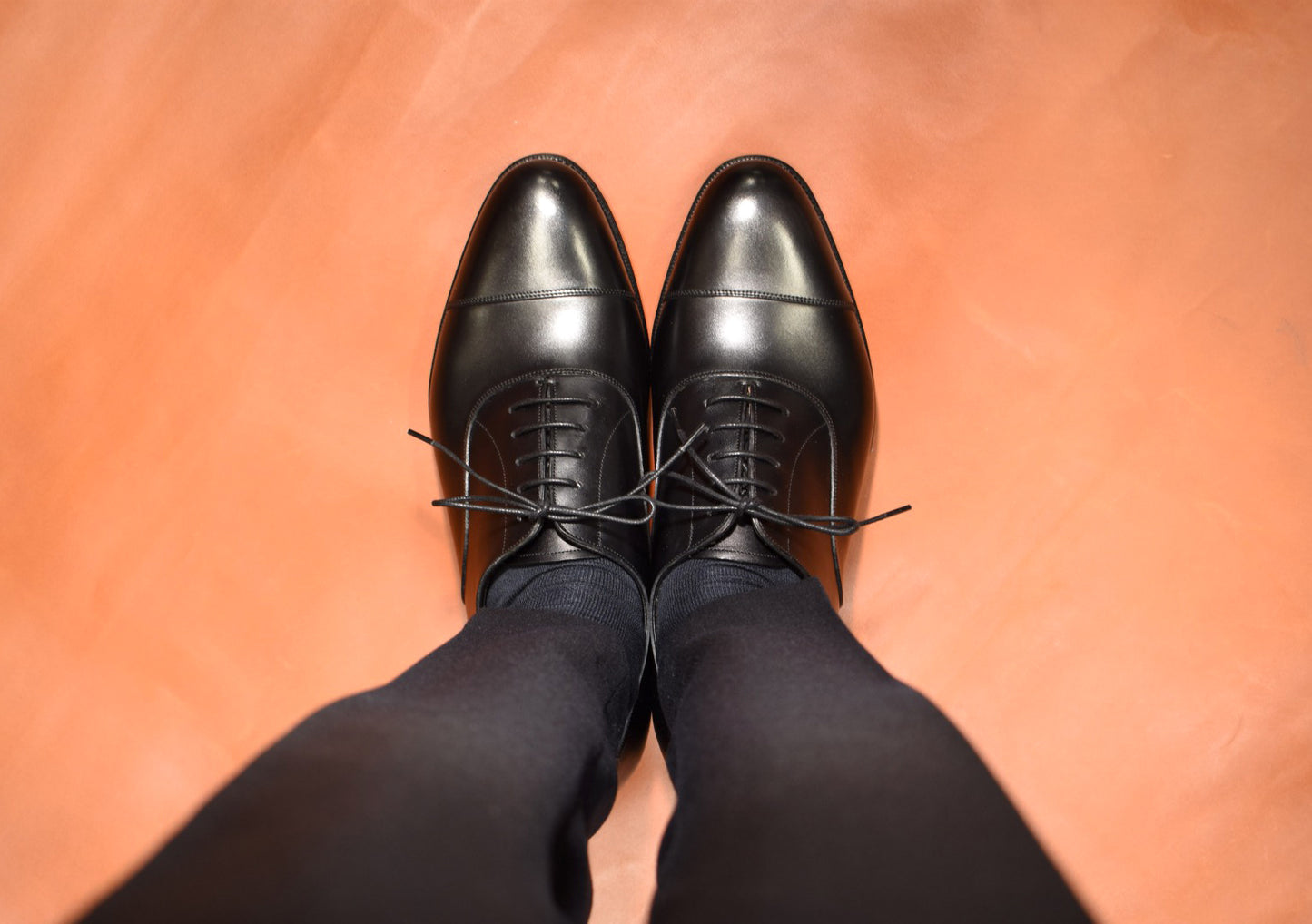 “Ethan” Cap toe, Black Dress Shoes, Weinheimer Box calf, Hand welted, US size 5 1/2 ~ 10
