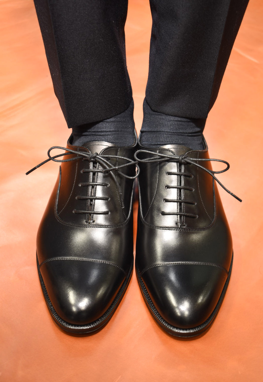 “Ethan” Cap toe, Black Dress Shoes, Weinheimer Box calf, Hand welted, US size 5 1/2 ~ 10