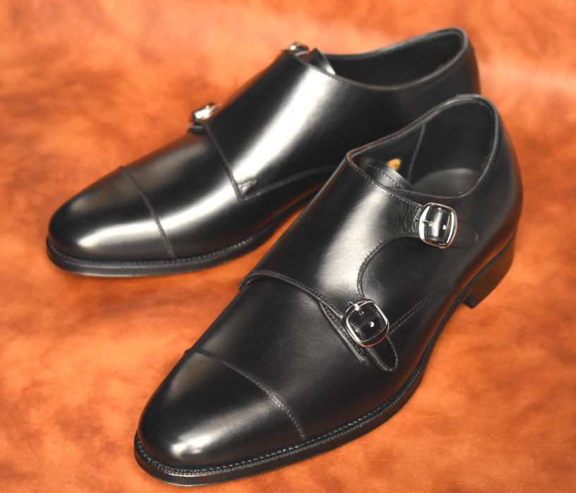 “RM1015D” Double Monk Strap, Black Dress Shoes, Annonay Vocalou, Hand welted, US size 5 1/2 ~ 10