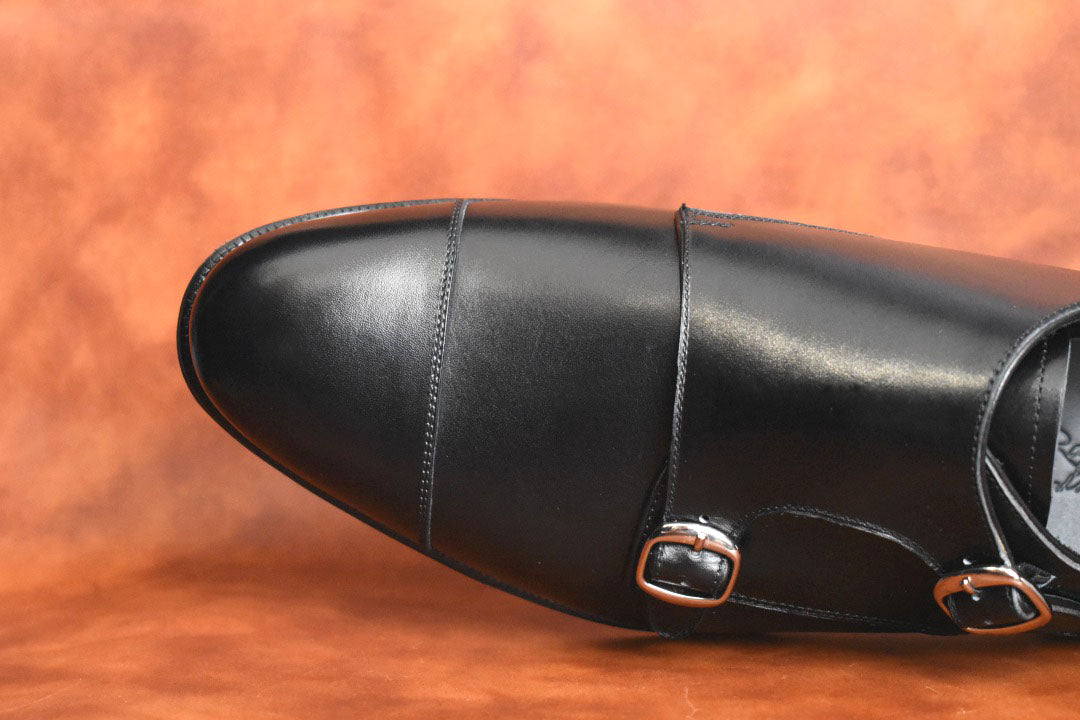 “RM1015D” Double Monk Strap, Black Dress Shoes, Annonay Vocalou, Hand welted, US size 5 1/2 ~ 10