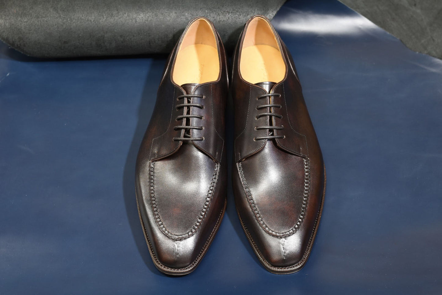 “Randall” Split Toe Derby, Dark Brown Dress Shoes, Zonta Museum Calf, Hand welted, US size 5 1/2 ~ 10