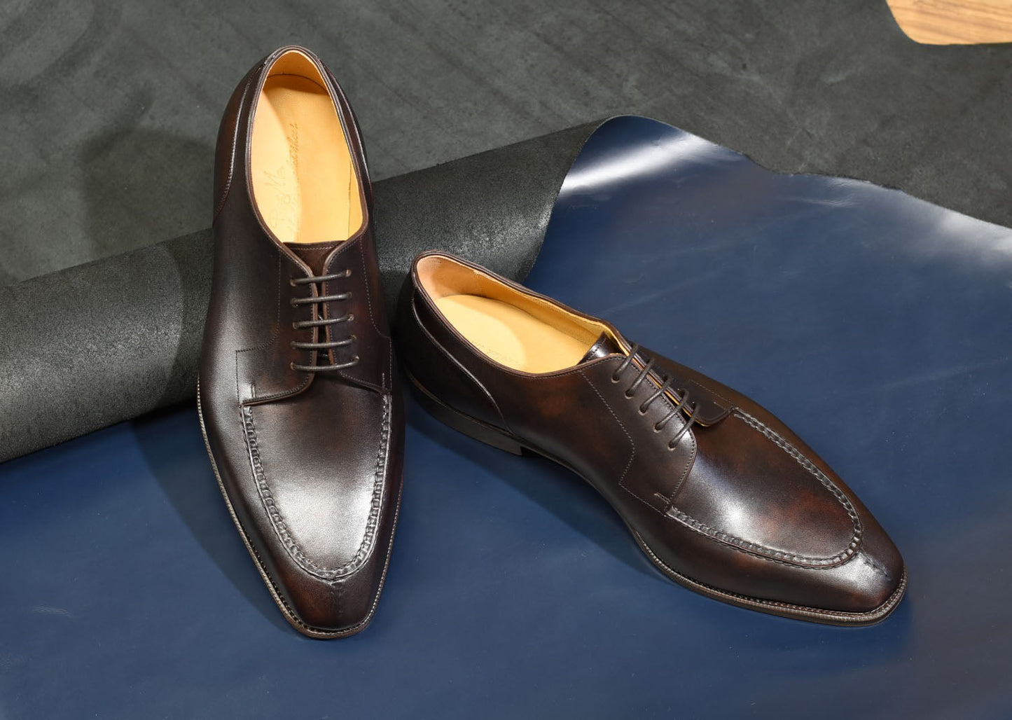 “Randall” Split Toe Derby, Dark Brown Dress Shoes, Zonta Museum Calf, Hand welted, US size 5 1/2 ~ 10