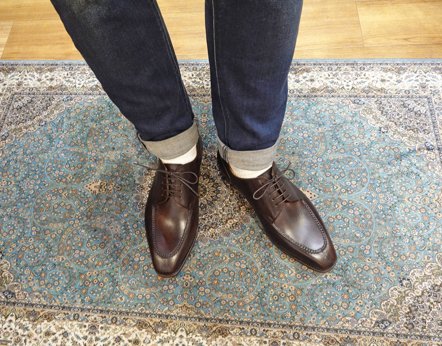 “Randall” Split Toe Derby, Dark Brown Dress Shoes, Zonta Museum Calf, Hand welted, US size 5 1/2 ~ 10
