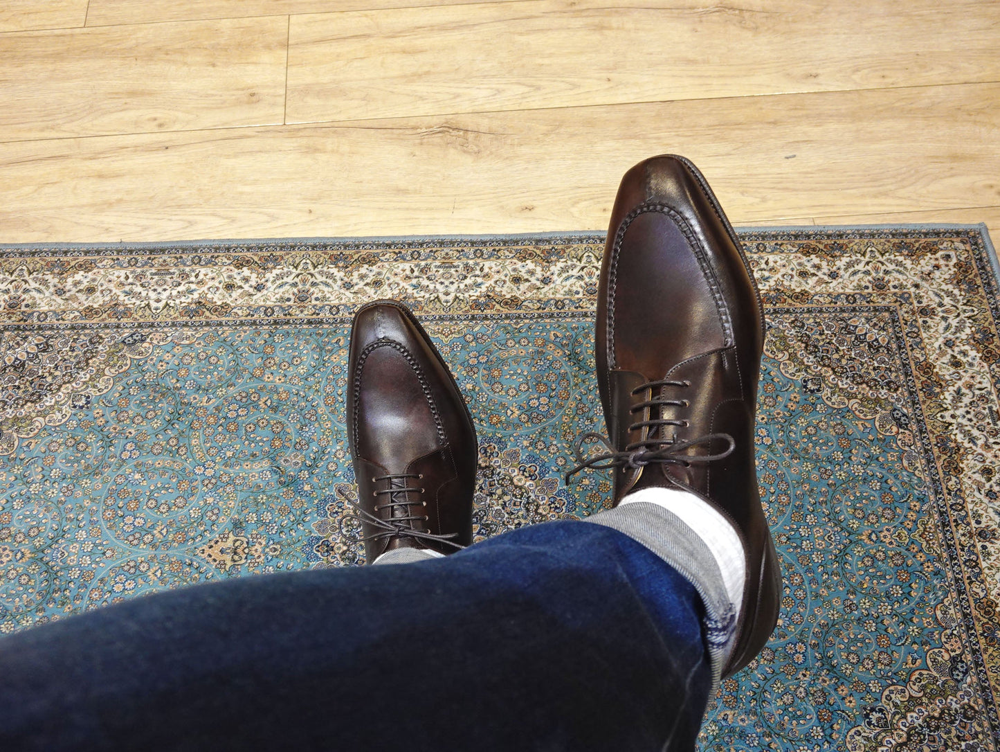 “Randall” Split Toe Derby, Dark Brown Dress Shoes, Zonta Museum Calf, Hand welted, US size 5 1/2 ~ 10