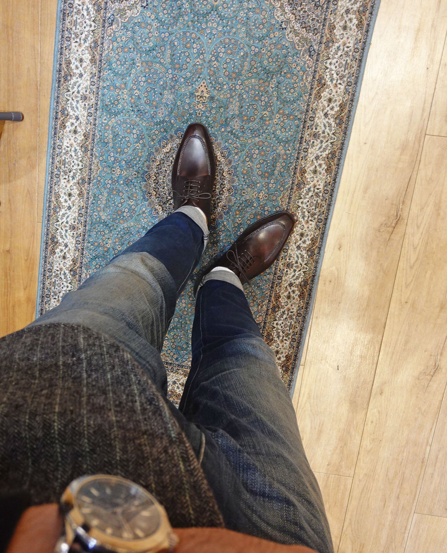 “Randall” Split Toe Derby, Dark Brown Dress Shoes, Zonta Museum Calf, Hand welted, US size 5 1/2 ~ 10