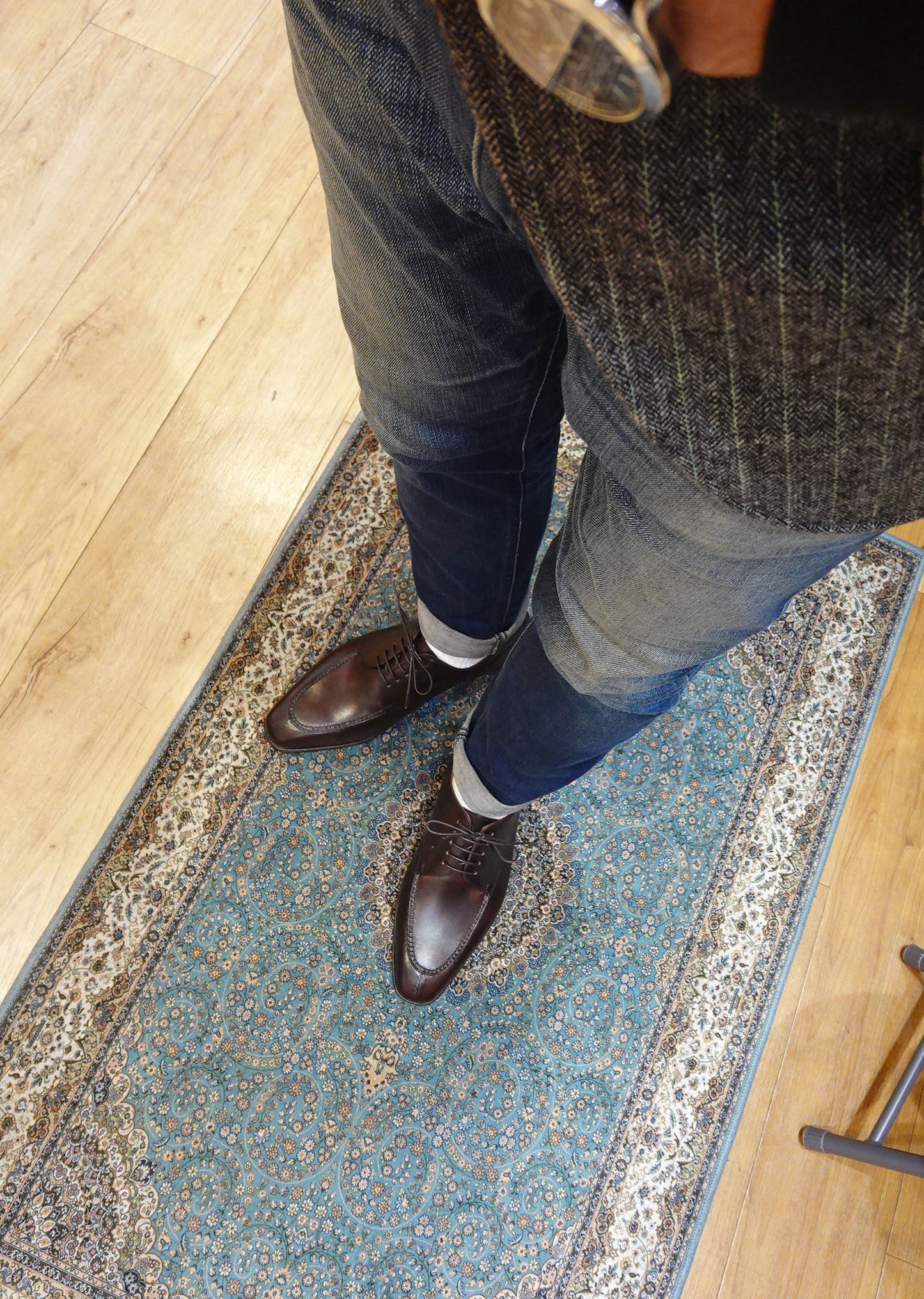 “Randall” Split Toe Derby, Dark Brown Dress Shoes, Zonta Museum Calf, Hand welted, US size 5 1/2 ~ 10