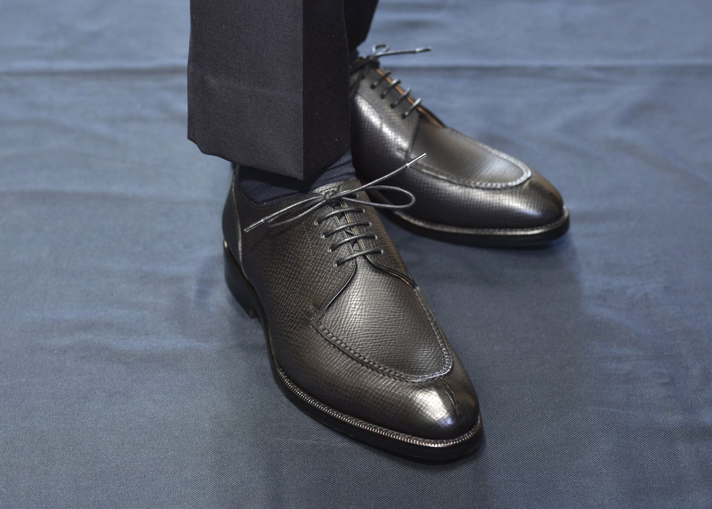 “Harris” Split Toe Derby, Black Dress Shoes, Horween Hatch Grain, Goodyear welted, US size 5 1/2 ~ 10