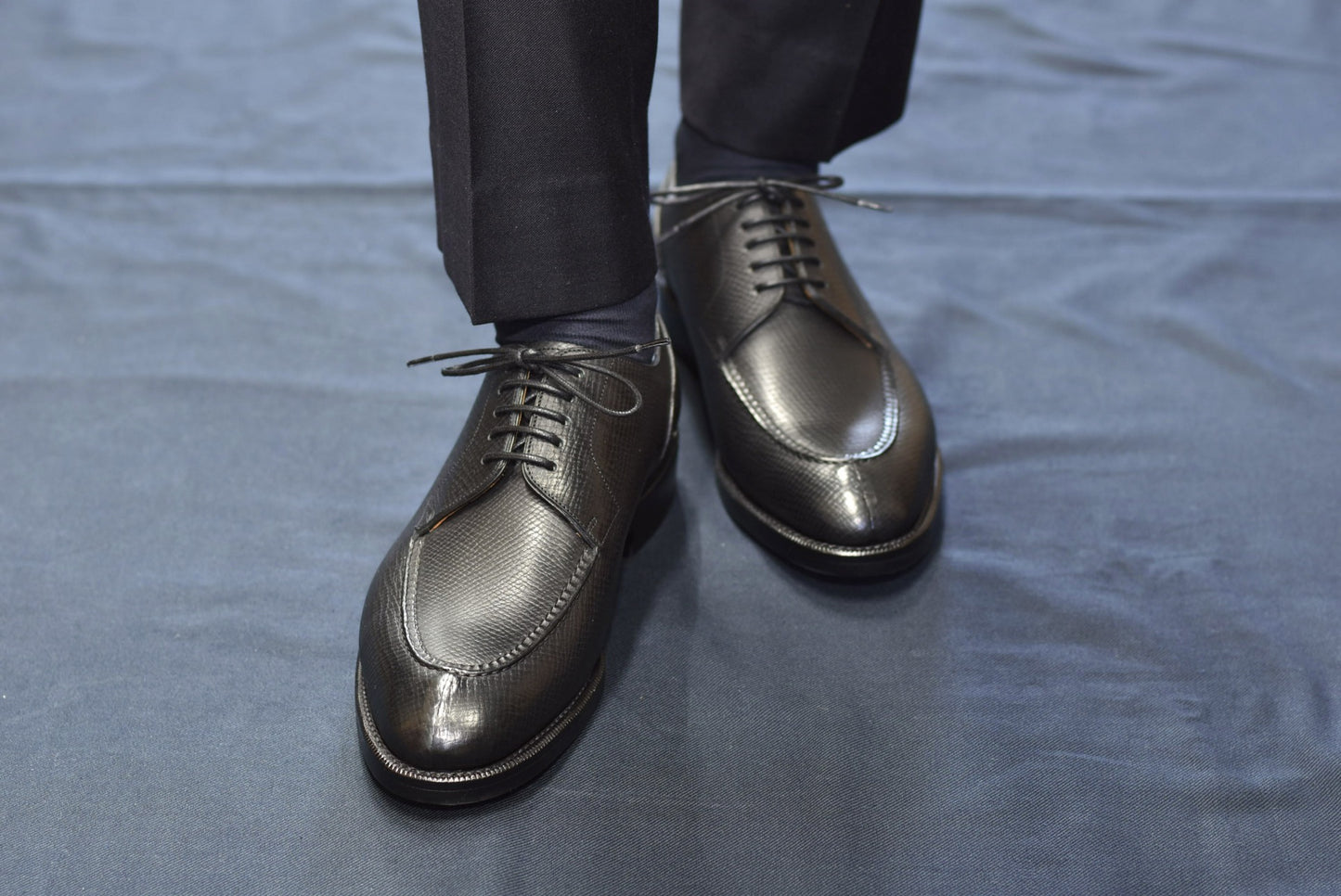 “Harris” Split Toe Derby, Black Dress Shoes, Horween Hatch Grain, Goodyear welted, US size 5 1/2 ~ 10
