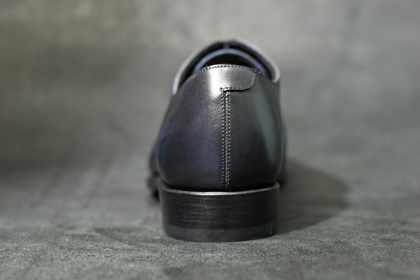 “Dolly” Chiseled Toe Whole Cut, Dark Navy Patina Dress Shoes, Annonay Vegano, Hand welted, US size 5 1/2 ~ 10