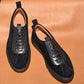 “Thomas” Leather Sneaker, Black Comfort Shoes, Vibram Cup Sole, US size 5 1/2 ~ 10