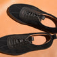 “Thomas” Leather Sneaker, Black Comfort Shoes, Vibram Cup Sole, US size 5 1/2 ~ 10