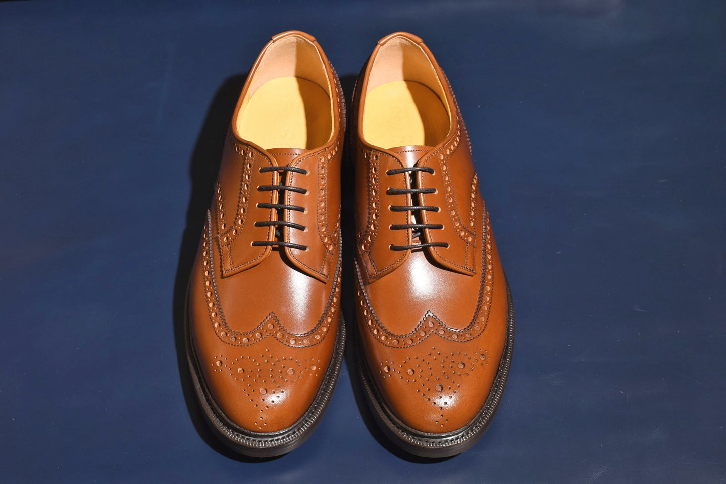 “OliverⅢ” Full Brogue Derby, Light Brown Dress Shoes, Vibram Sole, Goodyear welted, US size 5 1/2 ~ 10