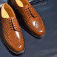 “OliverⅢ” Full Brogue Derby, Light Brown Dress Shoes, Vibram Sole, Goodyear welted, US size 5 1/2 ~ 10