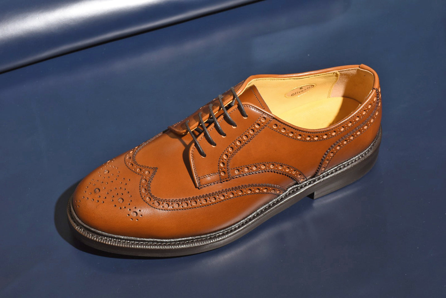 “OliverⅢ” Full Brogue Derby, Light Brown Dress Shoes, Vibram Sole, Goodyear welted, US size 5 1/2 ~ 10